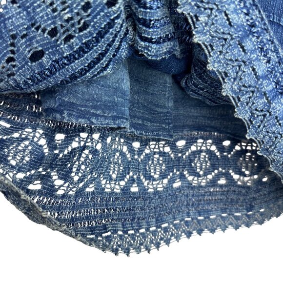 Studio West Sz XL Blue Lace Western Cottagecore Boho Skirt Stretchy Lined - Picture 4 of 7